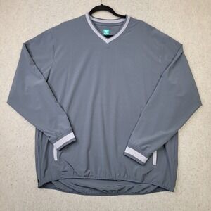 Pro Tour Golf Windbreaker Pullover Mens L Gray Performance Stretch V‎ Neck